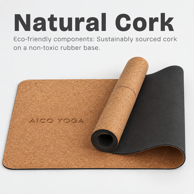 Cork Yoga Mat product image for AICO Yoga OEM and private label yoga manufacturing programs.